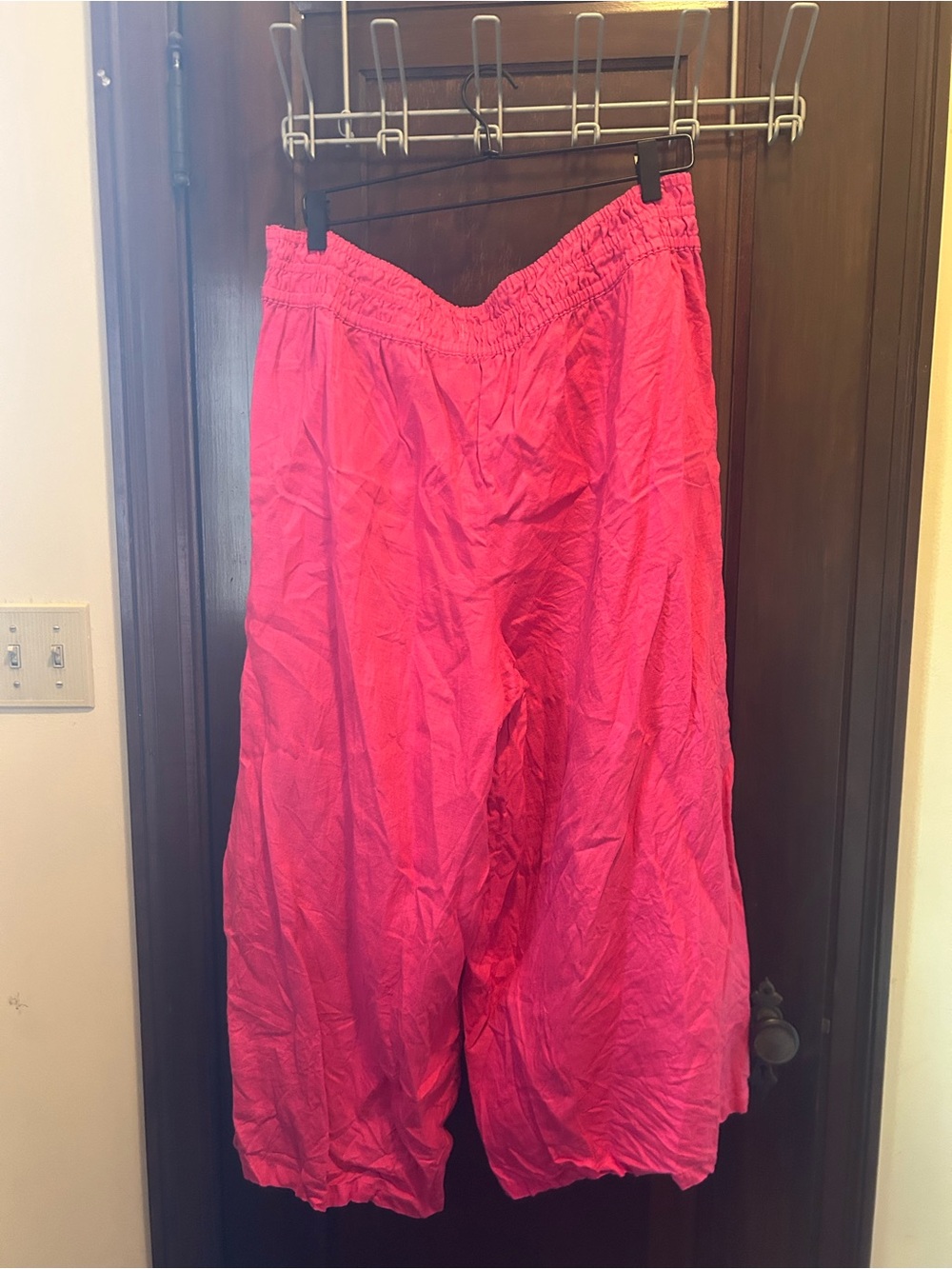 Anthropologie Bright Hot Pink Cropped Wide-Leg Pants